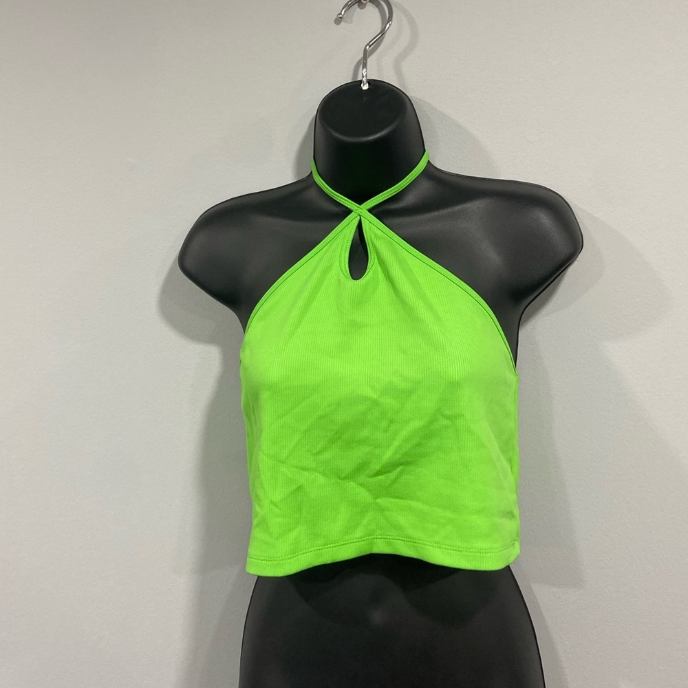 NWOT bright green keyhole halter